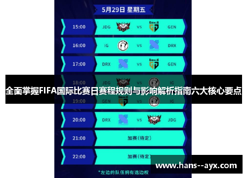 全面掌握FIFA国际比赛日赛程规则与影响解析指南六大核心要点